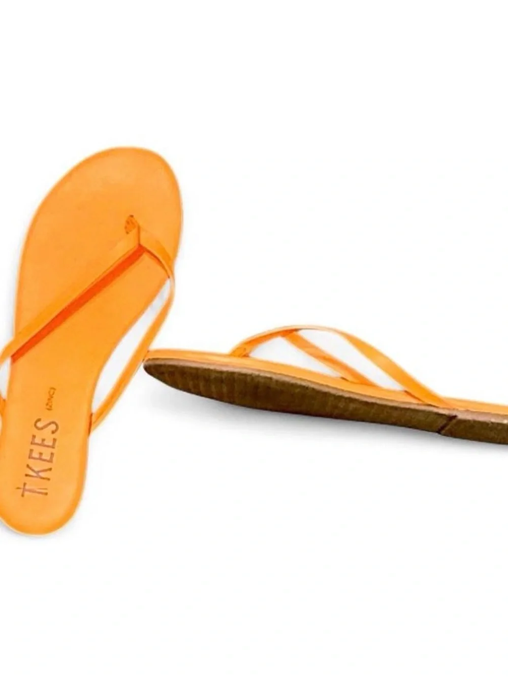 TKEES Zinc Neon Orange Leather Flip-Flop Sandals